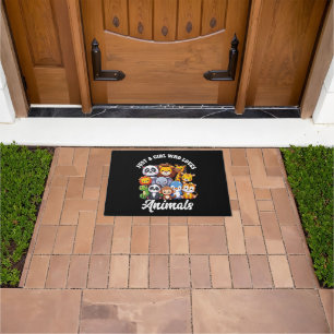 Just A Girl Who Loves Animals Wild Cute Zoo Animal Doormat