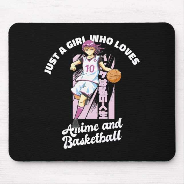 Just A Girl Who Loves Anime and Basketball Merch B Mouse Mat (Front)