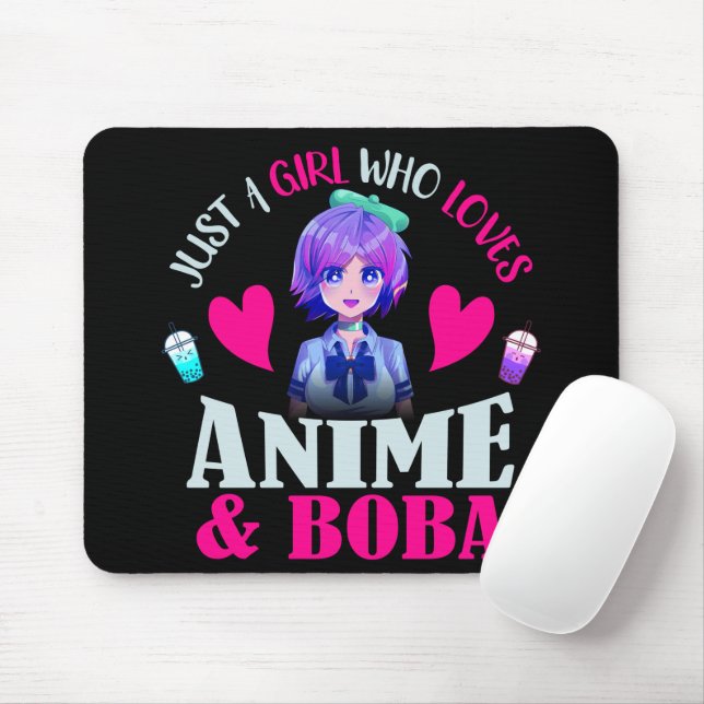 Just A Girl Who Loves Anime and Boba      Mouse Mat (With Mouse)