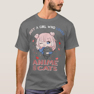 Just a Girl Who Loves Anime And Cats anime cat kaw T-Shirt