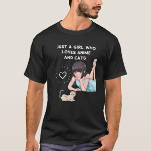 Just A Girl Who Loves Anime And Cats Anime Manga T-Shirt
