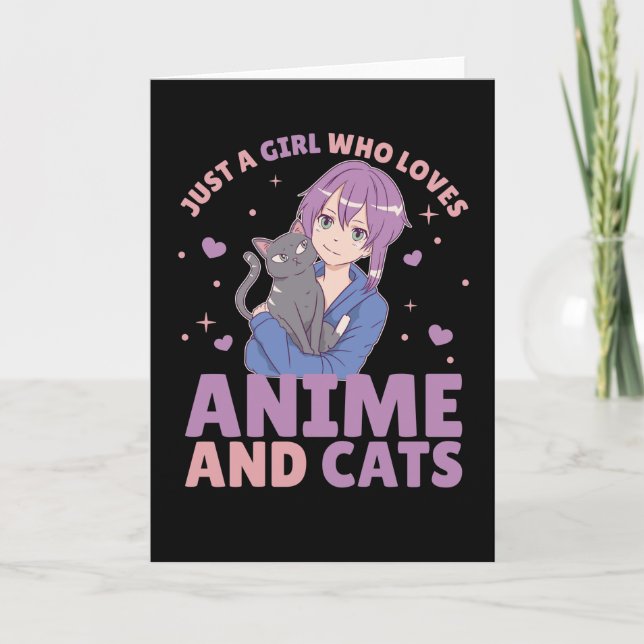 Just A Girl Who Loves Anime And Cats Manga Heart Card (Front)