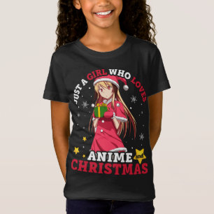 Just A Girl Who Loves Anime And Christmas Pajama T-Shirt