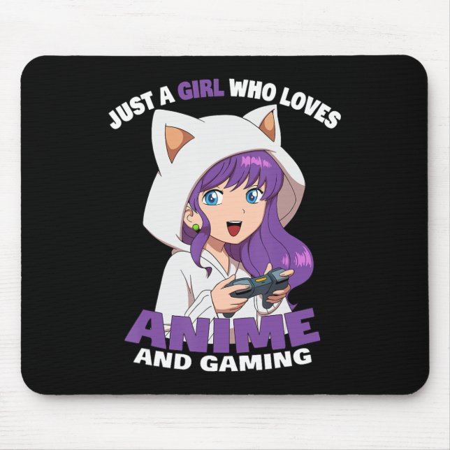 Just A Girl Who Loves Anime And Gaming Anime Girl  Mouse Mat (Front)