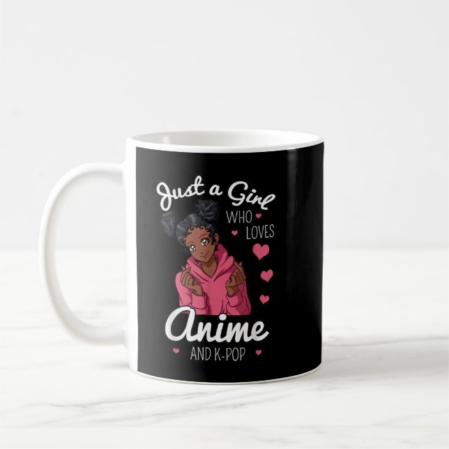 Just A Girl Who Loves Anime And K-Pop African Amer Coffee Mug (Left)