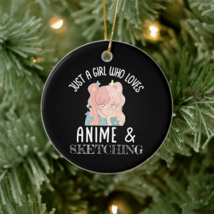 Just a girl who loves Anime And Sketching Ceramic Tree Decoration