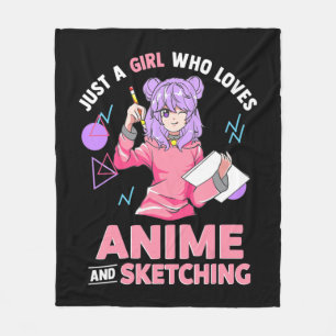 Just A Girl Who Loves Anime and Sketching Fleece Blanket