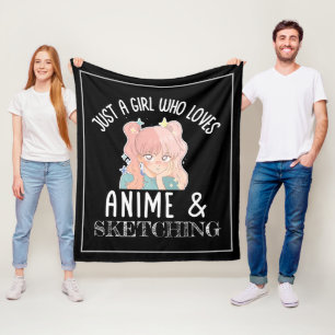 Just a girl who loves Anime And Sketching Fleece Blanket