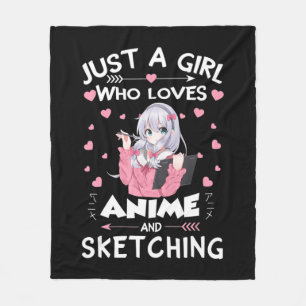 Just A Girl Who Loves Anime and Sketching Gifts Dr Fleece Blanket
