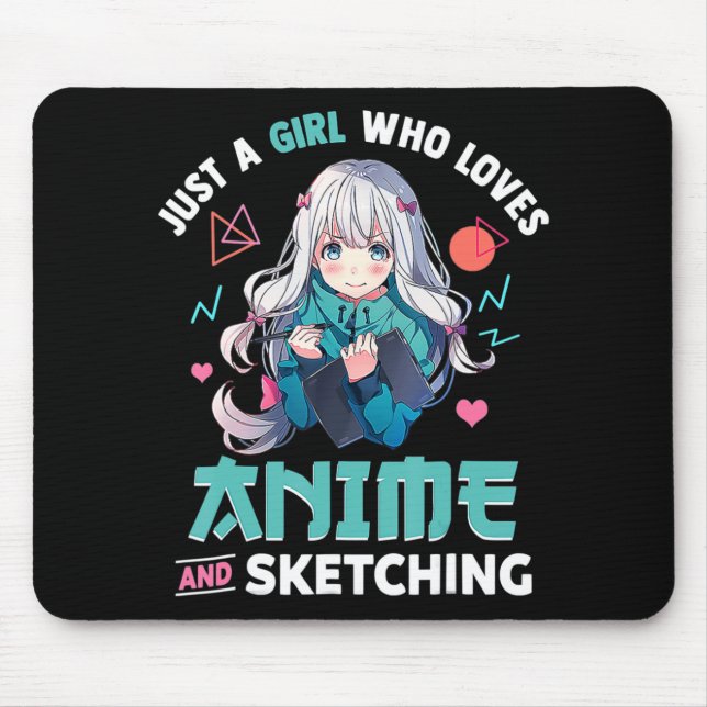 Just A Girl Who Loves Anime And Sketching Japan Ma Mouse Mat (Front)