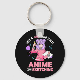 Just A Girl Who Loves Anime and Sketching Key Ring