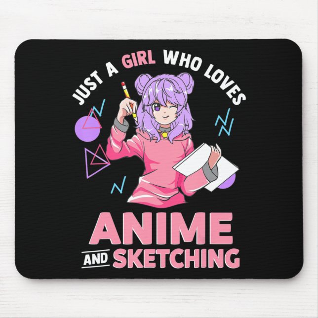 Just A Girl Who Loves Anime and Sketching  Mouse Mat (Front)