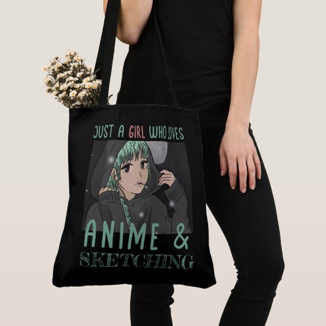 Just a girl who loves Anime And Sketching Tote Bag (Close Up)