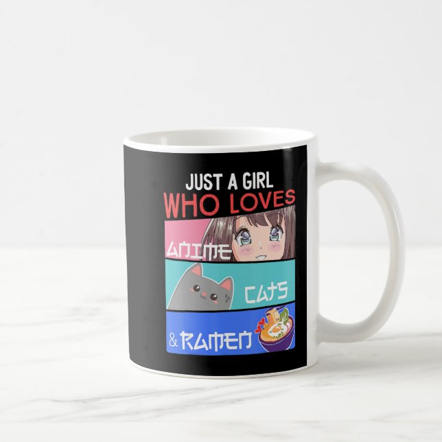 Just A Girl Who Loves Anime Cats Ramen Lover Kawai Coffee Mug (Right)
