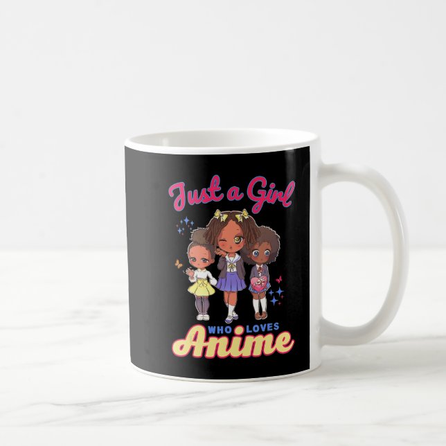 Just A Girl Who Loves Anime Kawaii African America Coffee Mug (Right)