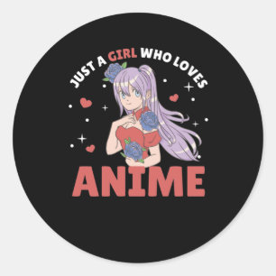 Just A Girl Who Loves Anime Manga Drawing Heart Classic Round Sticker