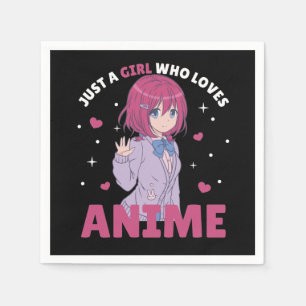 Just A Girl Who Loves Anime Manga Drawing Heart Napkin