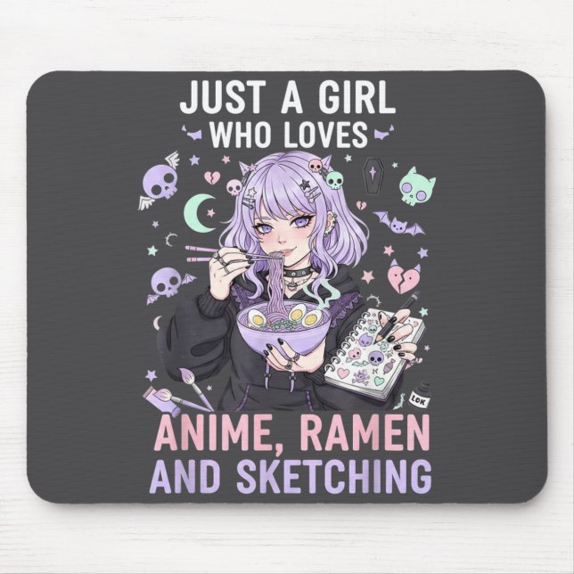 Just A Girl Who Loves Anime Ramen And Sketching Ma Mouse Mat (Front)