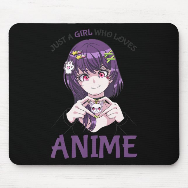 Just A Girl Who Loves Anime Teenage Girls Merch St Mouse Mat (Front)