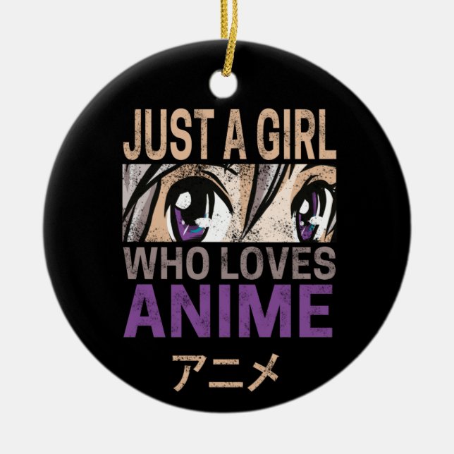 Just a Girl Who Loves Anime vintage Manga Ceramic Tree Decoration (Front)