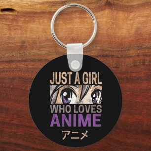 Just a Girl Who Loves Anime Vintage Manga Kawaii Key Ring