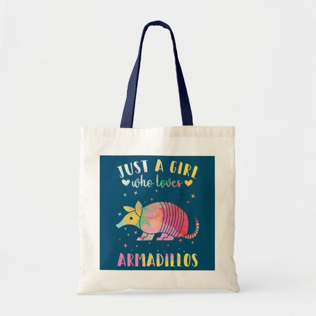 Just a Girl Who Loves Armadillos Watercolor Tote Bag (Front)