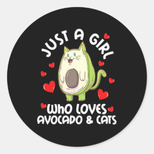 Just A Girl Who Loves Avocado And Cats Classic Round Sticker