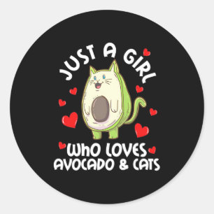 Just A Girl Who Loves Avocado And Cats Classic Round Sticker
