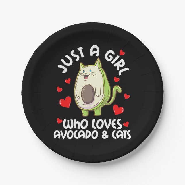 Just A Girl Who Loves Avocado And Cats Paper Plate (Front)