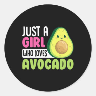 Just A Girl Who Loves Avocado Funny Healthy Food F Classic Round Sticker