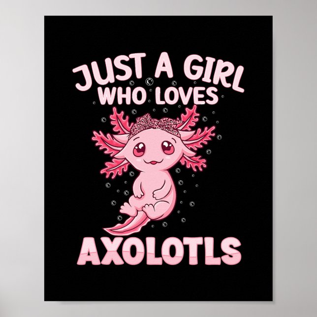 Just a girl who Loves Axolotl Kids Boys Girls Poster (Front)
