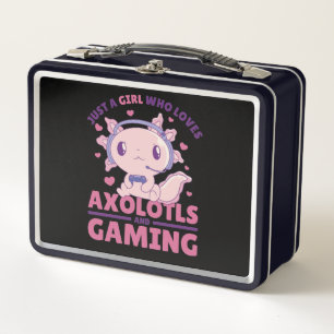 Just A Girl Who Loves Axolotls And Gaming Metal Lunch Box