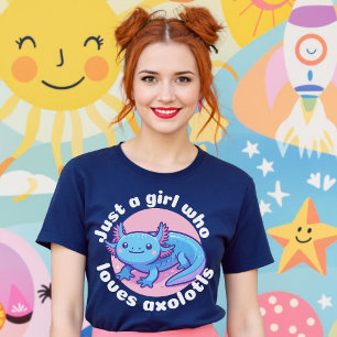  Just A Girl Who Loves Axolotls Blue Kawaii Cute T-Shirt