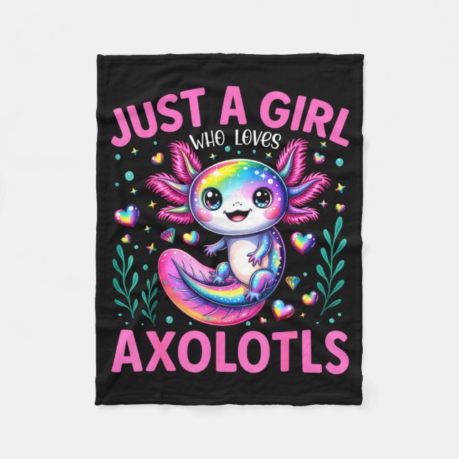 Just A Girl Who Loves Axolotls Kawaii Kids Girls  Fleece Blanket (Front)