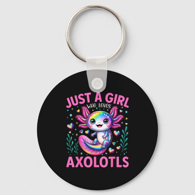 Just A Girl Who Loves Axolotls Kawaii Kids Girls  Key Ring (Front)