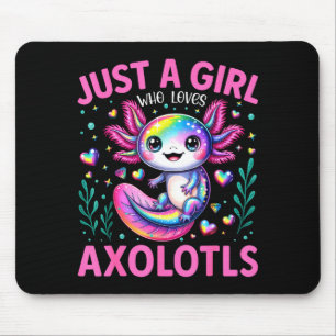 Just A Girl Who Loves Axolotls Kawaii Kids Girls Mouse Mat