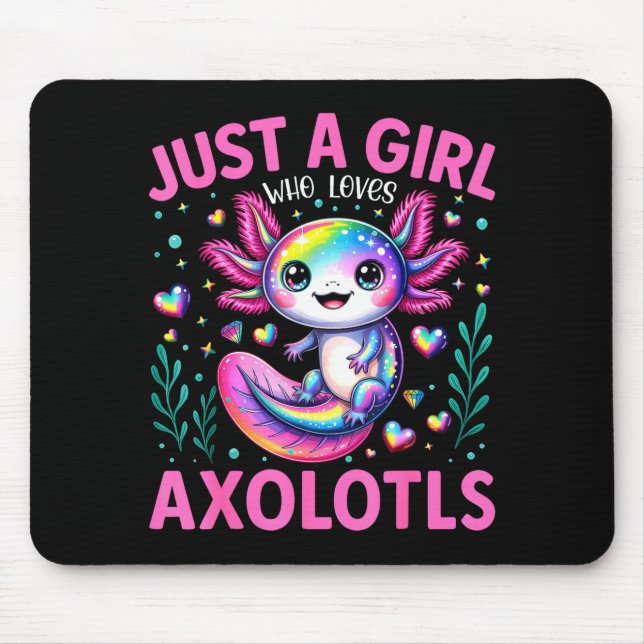 Just A Girl Who Loves Axolotls Kawaii Kids Girls  Mouse Mat (Front)
