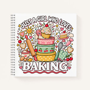 Just a Girl Who Loves Baking Gift Pink Retro Baker Notebook