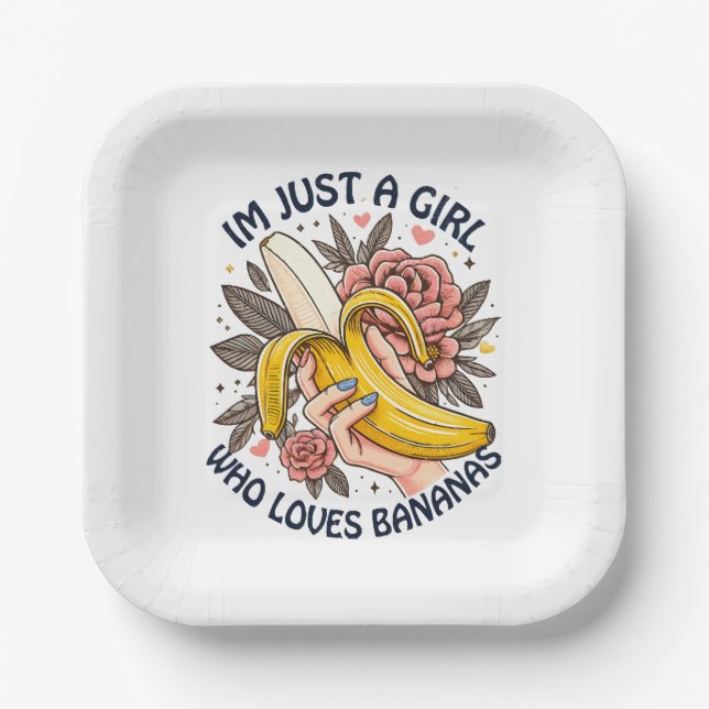 Just A Girl Who Loves Bananas  Paper Plate (Front)