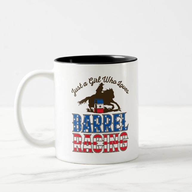 Just a Girl Who Loves Barrel Racing Two-Tone Coffee Mug (Left)