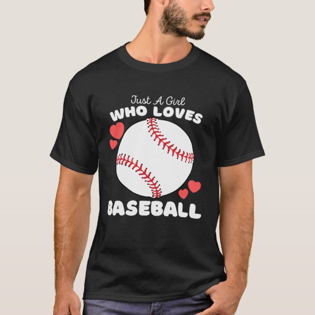 Just A Girl Who Loves Baseball  Cute Girls Athelti T-Shirt (Front)