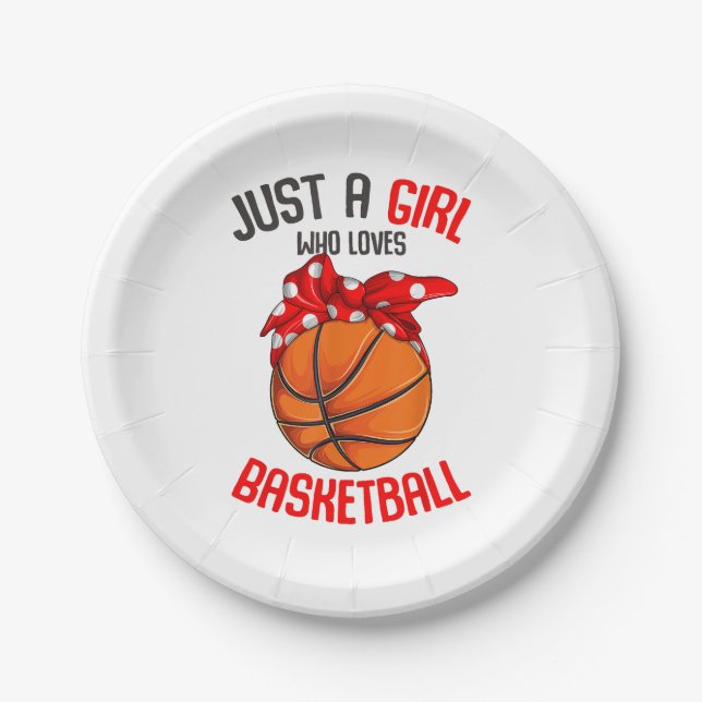 Just a Girl who Loves Basketball Girl Paper Plate (Front)