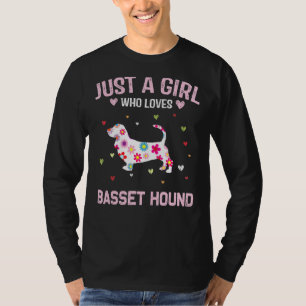 Just A Girl Who Loves Basset Hound Daisy Flower Wo T-Shirt