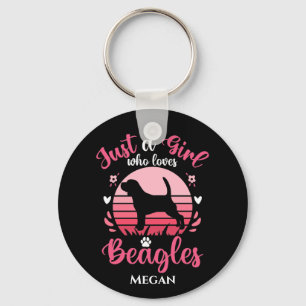 Just a Girl Who Loves Beagles Personalised Key Ring