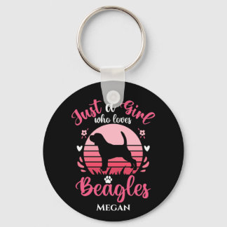 Just a Girl Who Loves Beagles Personalised Key Ring