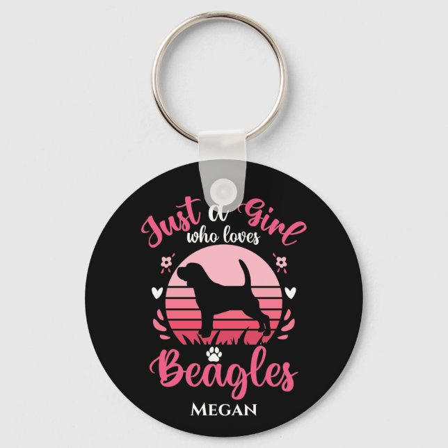 Just a Girl Who Loves Beagles Personalised Key Ring (Front)