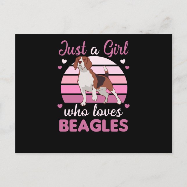 Just A Girl who Loves Beagles - Sweet Beagle Dog Postcard (Front)