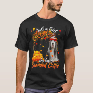 Just A Girl Who Loves Bearded Collie Dog Thanksgiv T-Shirt