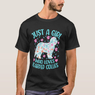 Just A Girl Who Loves Bearded Collies Floral Women T-Shirt