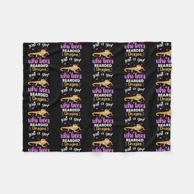 Just A Girl Who Loves Bearded Dragons Bearded Fleece Blanket (Front (Horizontal))